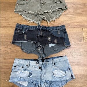 3 pairs of One Teaspoon Distressed Denim Shorts